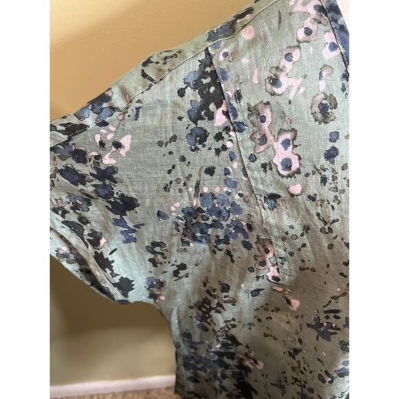 Poetry linen flowy floral water color blouse, size 16 - Picture 9 of 11